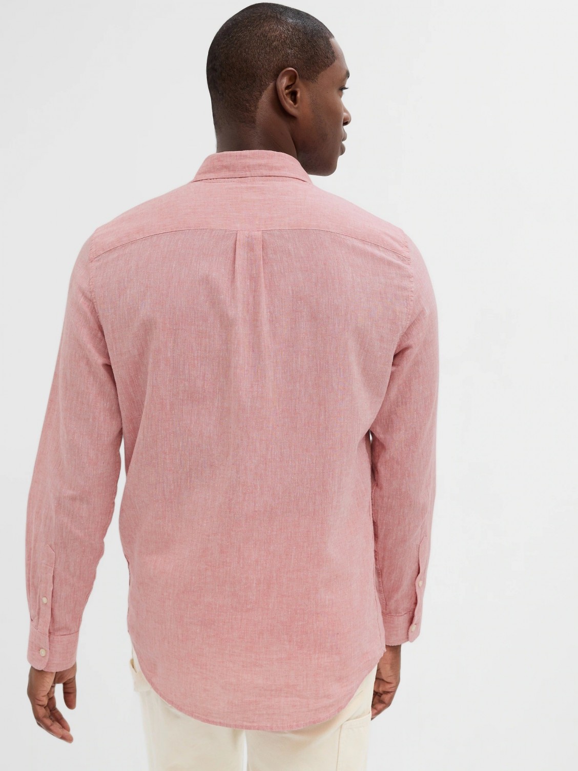 Pembe Standard Fit Keten Gömlek