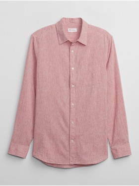 Pembe Standard Fit Keten Gömlek