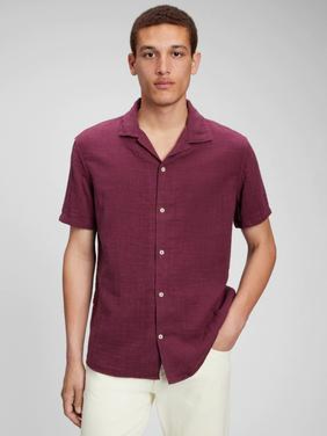 Bordo Dokuma Gömlek